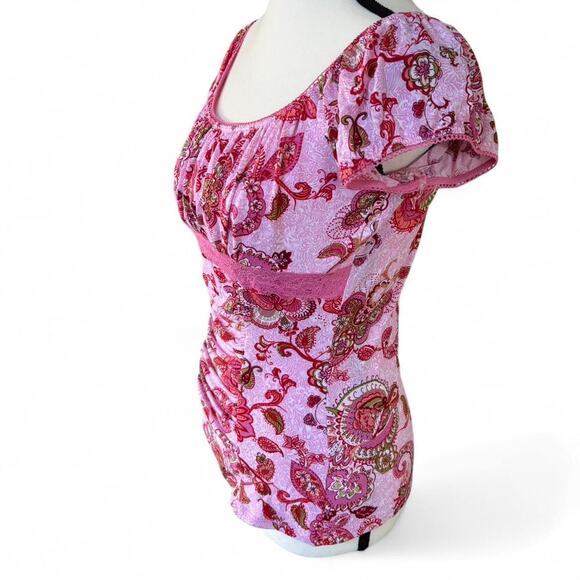 Y2K dead stock trixxi Pink‎ paisley top M/L nwt. - Picture 5 of 7